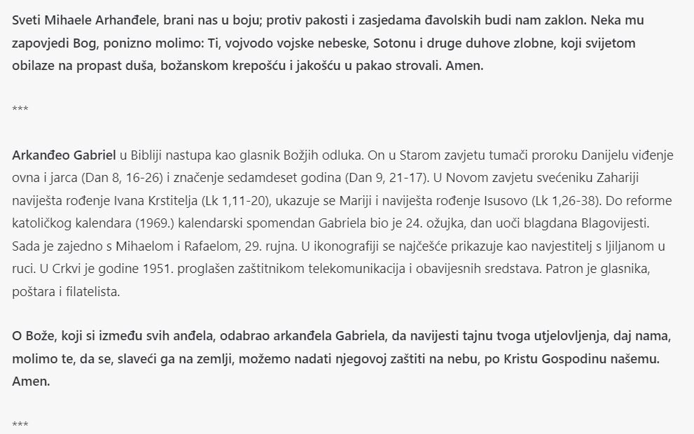 Sveti arkanđeli - Mihael, Gabriel, Rafael