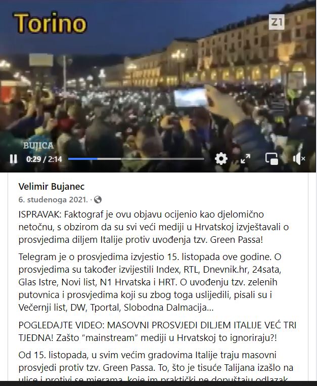 Torino prosvjed corona